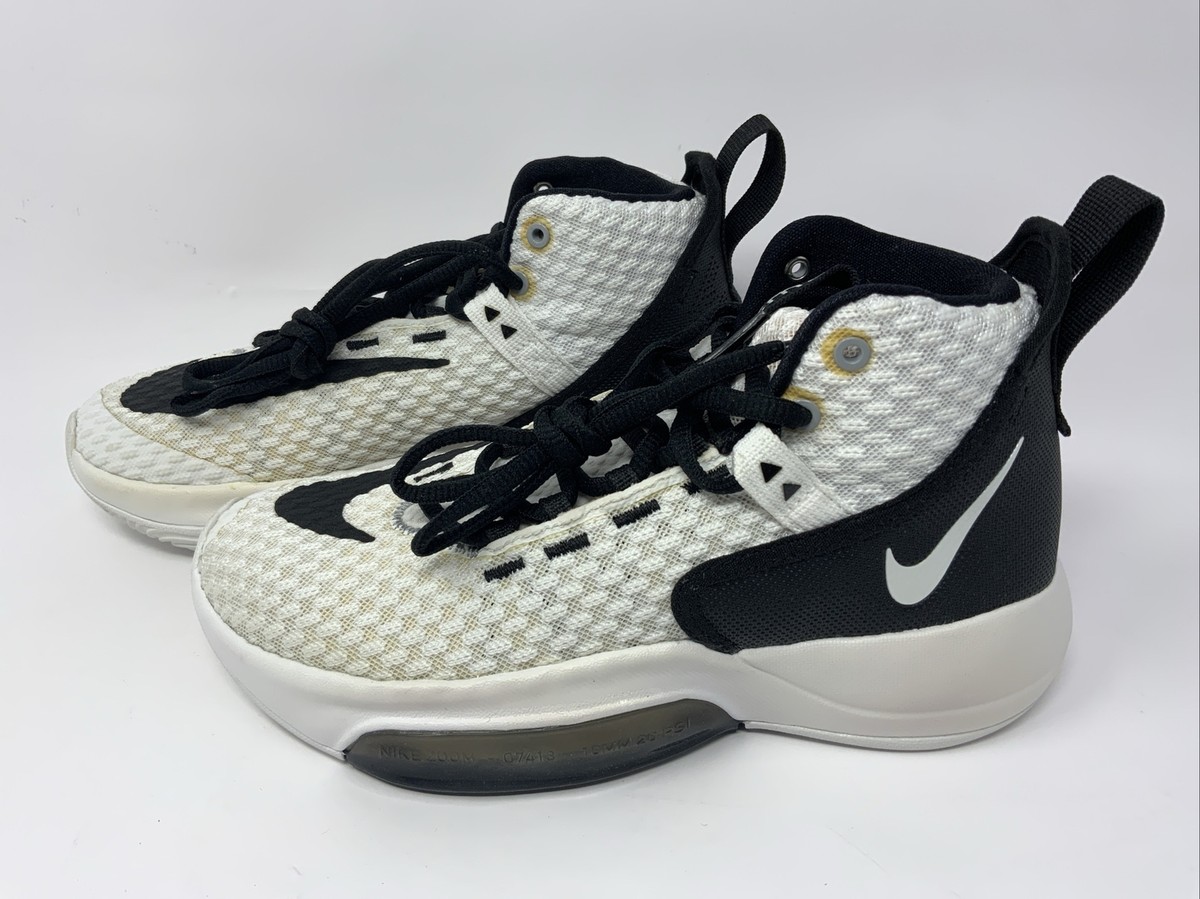 Nike Zoom Rize TB Basketball Shoes Size 4 White Black Men  display picture 1