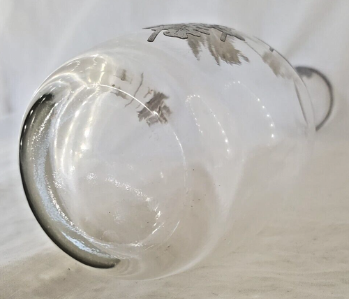Vaso Bud Vetro Trasparente Argento Foglia Sovrapposizione 10” Shabby Chic Foglie Floreali - Foto 18 di 24