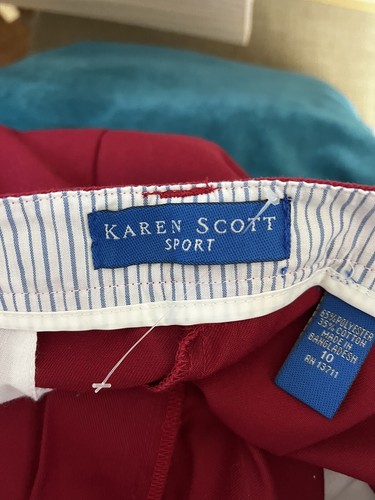 Karen Scott Sport Womens Shorts Sz 10 Red Walking Bermuda - Picture 3 of 11