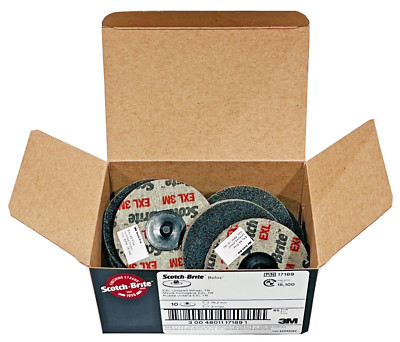 (10) 3M Scotch-Brite 3'' EXL Roloc Unitized Wheels 6S Fine TR Quick Change Disc