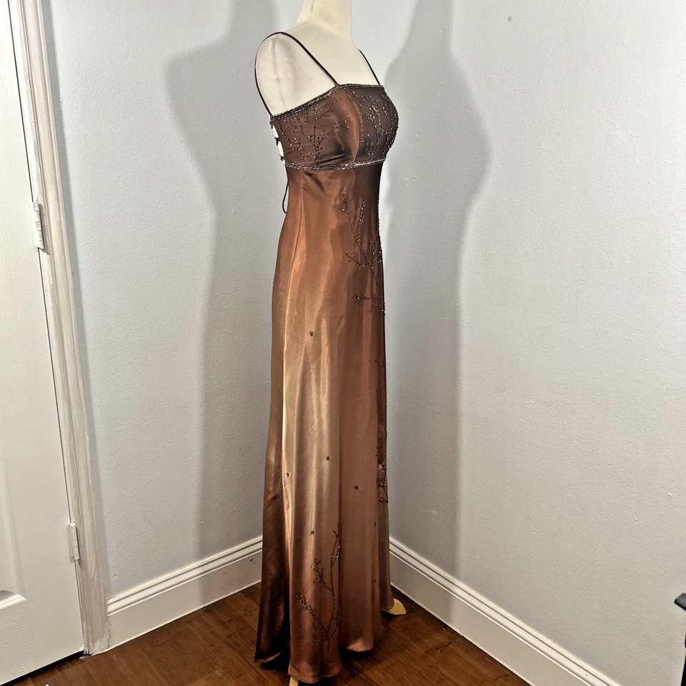 Maxi Vestido Betsy Adam 8 Cuentas Marrón Capricho Hada Gótico Grunge Hoco Y2K Años 90 Foto 4 de 4