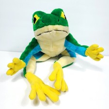 Green Tree Frog Blue Yellow Plush 20" Long Floppy Bullfrog Stuffed Animal Pillow