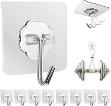 10 Pack Adhesive Wall Hooks Heavy Duty Clear Sticky Hanging 50lb Capacity Max