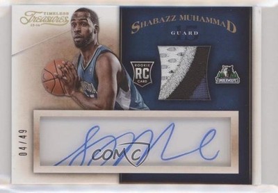 2013-14 Timeless Treasures Rookie Jersey Prime 4/49 Shabazz Muhammad Auto RC r7o