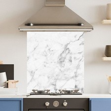 Premium Various Sizes Veiny White Marble 6mm Glass Toughened Kitchen Splashback