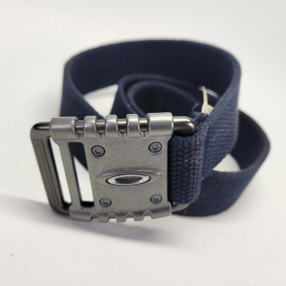 Cinturón de lona Oakley 30 32 34 industrial ajustable correa de amarre azul marino Foto 4 de 4