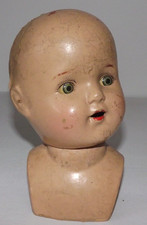 Vtg Medium Composition Doll Head Sleepy Eyes Red Lip Imperfect Restore Repurpose