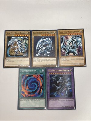 YUGIOH TCG! Blue Eyes White Dragon x3 + Ultimate Dragon Poly 5 CARD SET LDK2 NM