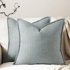 20x20 Linen Pillow Covers Pack of 2 Farmhouse 20" x 20" Pack of 2 Steel Blue