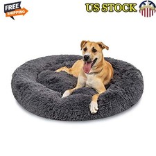 Self-Warming Dog Bed Round Plush Fur Cuddler Water-Resistant Washable Pet Bed US