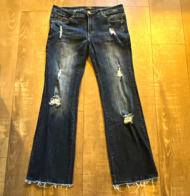 Versace 19.69 Dark Wash Distressed Bootcut Jeans 