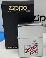 ZIPPO 1996 ZIPPO AMERICA SINCE 1932 CHROME LIGHTER UNFIRED IN BOX d545