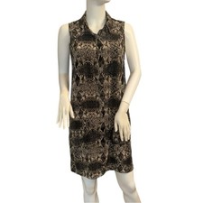 Banana Republic Safari Black and Gray Snake Print Shift Dress Size 6