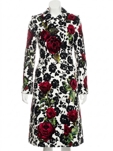 Dolce & Gabbana Rose Print Brocade Coat