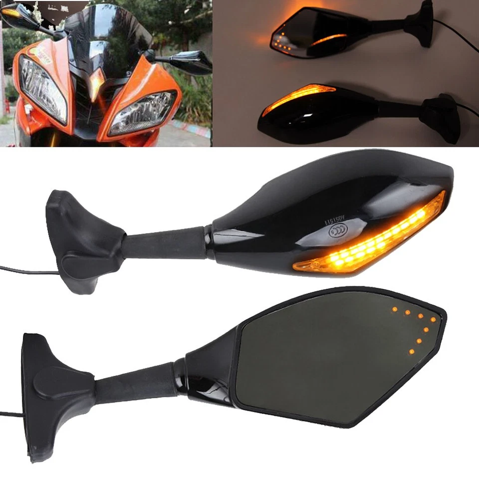 Espejos retrovisores laterales universales para moto con luz LED intermitente aptos para Honda Foto 2 de 4