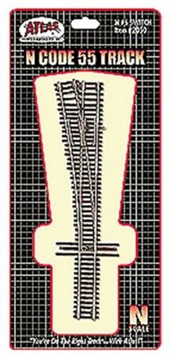 Atlas N Code 55 Turnout, Nickel-Silver Rail, Brown Ties No.5 Left Hand 2050
