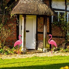 Decorazioni da giardino a forma di fenicottero, ornamenti da giardino per