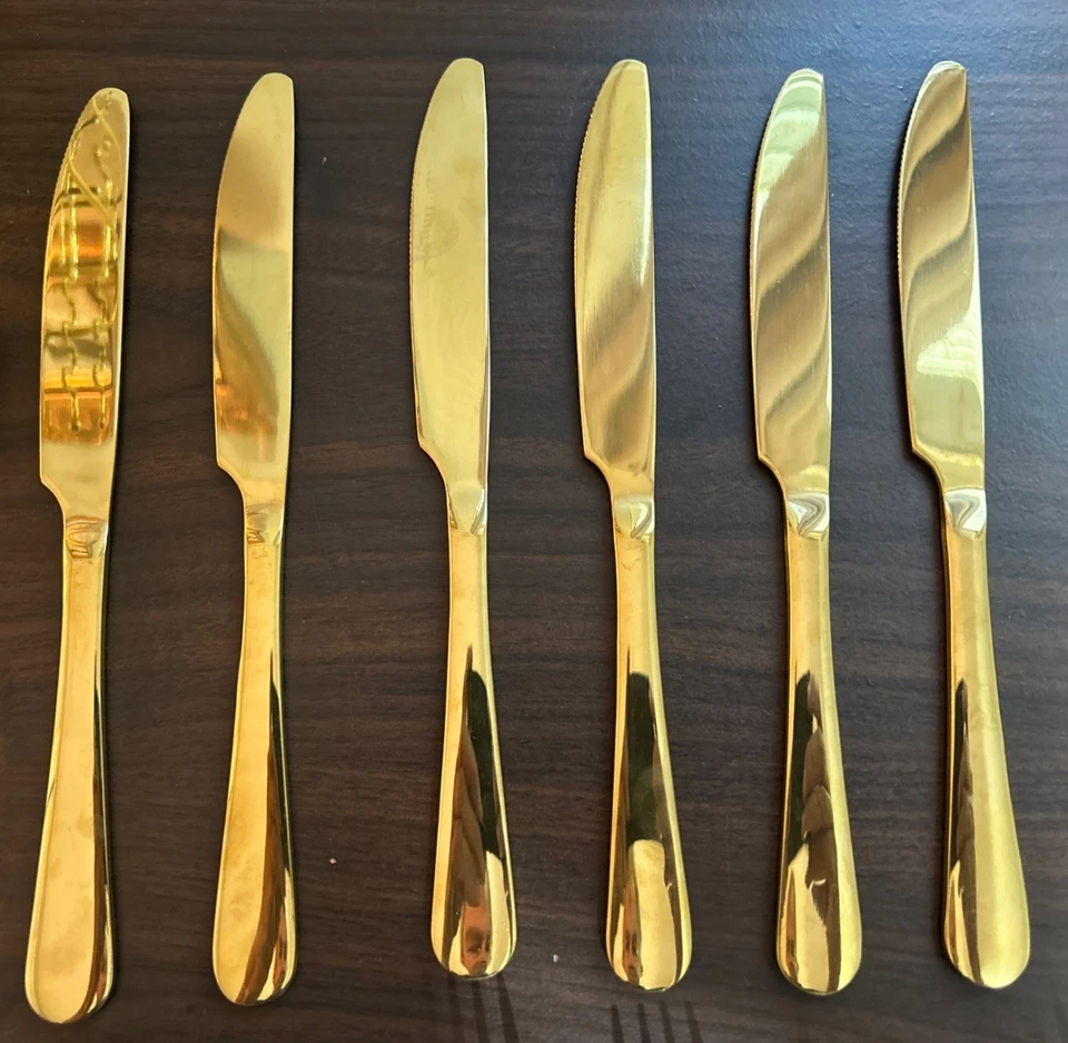 Tableware Set 24 Piece Stainless Steel Gold Cutlery Service for 6 - Image 3 of 4