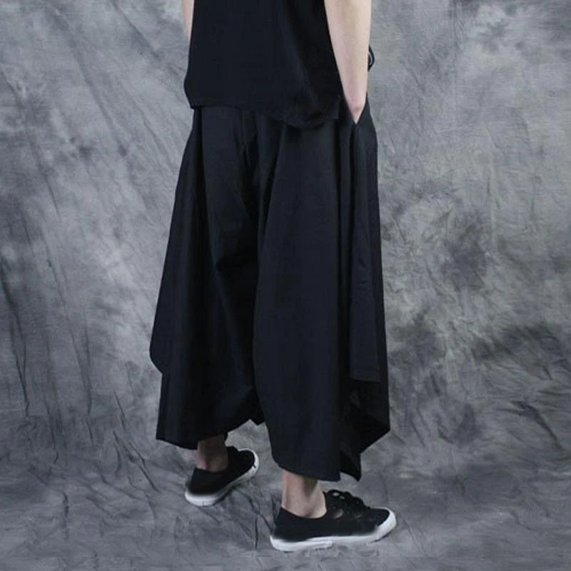 New Japanese Men's Casual Wide Leg Harem Pants pantskirt Pants Loose Trousers - Image 3 of 4