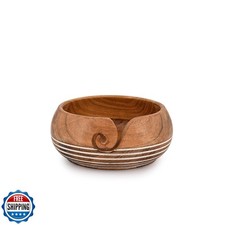 EDHAS Yarn Storage Acacia Wood Hand Made by Indian Artisans Yarn Bowl for Cro