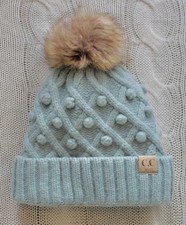 CC KIDS Fleece Lined Bobble Faux Fur Pom Beanie Snow Hat, Fits Ages 2 - 8