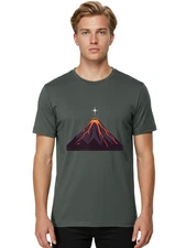 Volcano-Eruption-5 Mens Graphic Tee, 100% Cotton, Casual Summer Wear