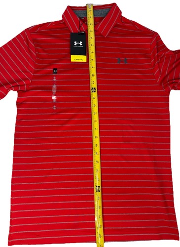 NWT Under Armour Men's Small Playoff Polo Tour Stripe Red Golf Shirt UPF 40 - Picture 14 of 14