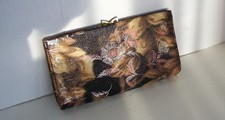 WOMENS VINTAGE 90's BROWN/GOLD PRINT CLUTCH HANDBAG EUC