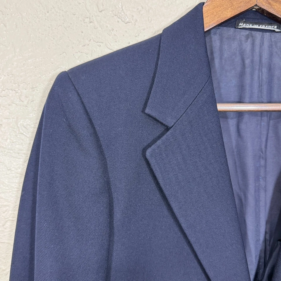 YSL Yves Saint Laurent Sport пальто Blazer 38 темно-синий золотой логотип Франции старые деньги 90-х - Изображение 4 из 4