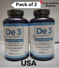 pack of 2 PRN De3 Dry Eye Omega Benefits Dietary Supplement 270 Softgels