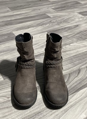 Born Women s Gray Leather Ankle Booties   Zip Closure, Braided Tassel, Size 6.5