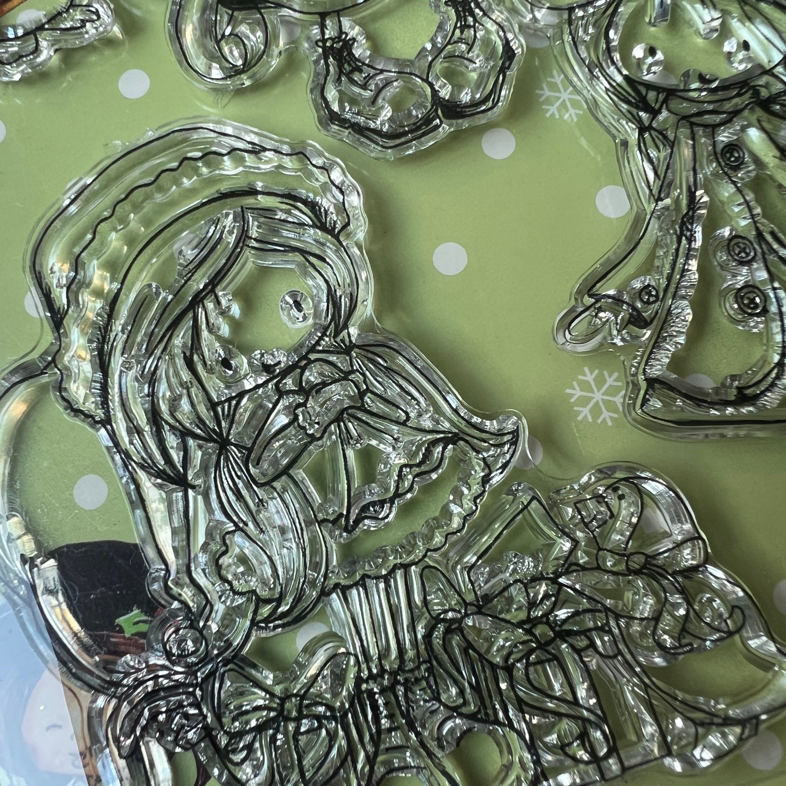 Tiddly Inks Christy Croll Christmas Clear Cling Stamps Missing Embossing Folder