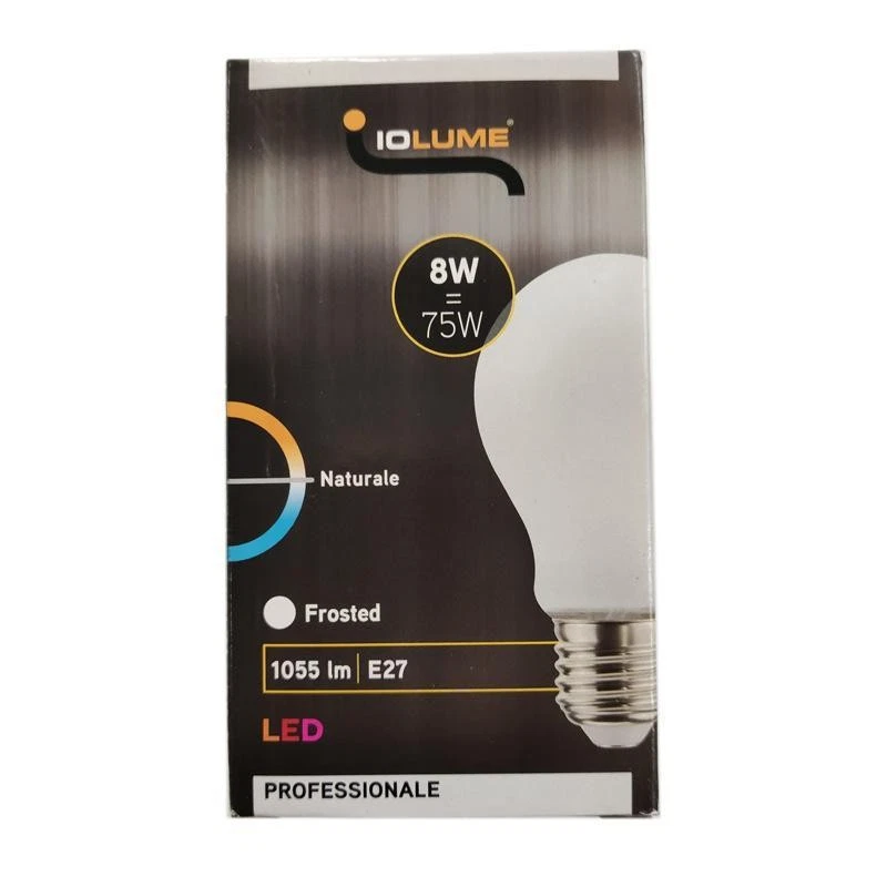 LAMPADINA A LED E27 IOLUME 8W, 4000K, 1055 LM, LUCE NATURALE, MCI IO100752W - Immagine 2 di 4