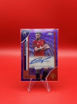 TOPPS CHROMEエンソ・フェルナンデス直筆サインカード 2025-26 Topps Chrome EPL Bruno Fernandes Purple Wave /75 Auto
