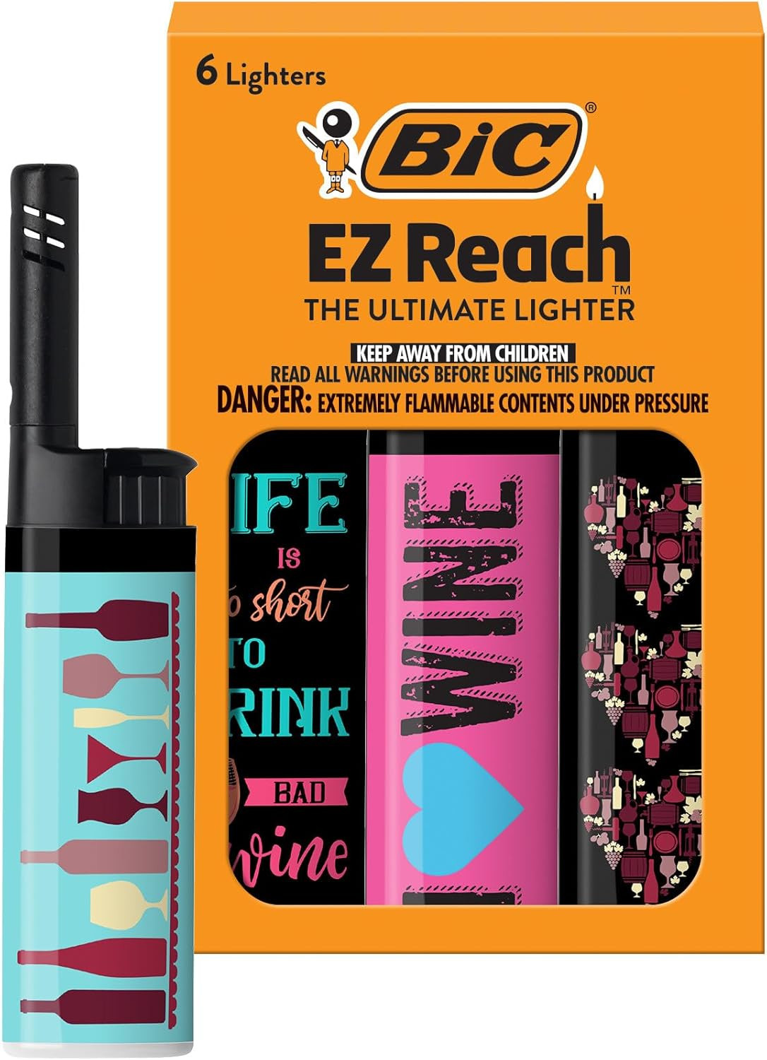 BIC EZ Reach Candle Lighter Wand Assorted Designs 6 Pack