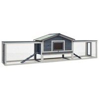 Vidaxl Kaninchenstall Grau 310X70X87 Cm Kiefer & Tanne Massivholz