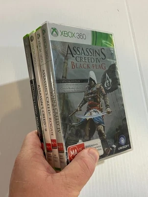 Assassins Creed Xbox 360 Bundle PAL 4x Games Black Flag, II, Rogue, Revelations. - Image 1 of 4
