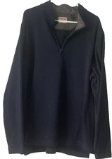 Wrangler Authentics Sweater Men s Navy Blue Sz 2XL  Quarter zip Long Sleeves