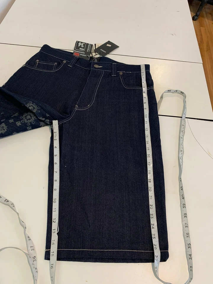 Vintage Raw Blue Jean Shorts 34 Dark Wash Y2K HipHop Baggy Denim Grunge Cyber - Image 3 of 4