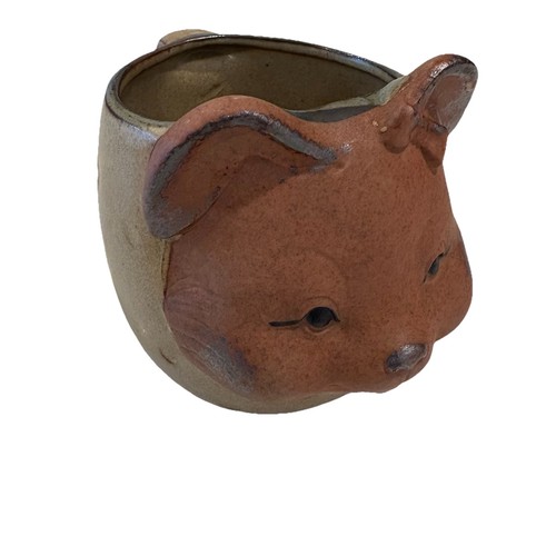 Vintage UCTCI 3D Pottery Mug, Girl Bunny Rabbit with Bow, Coffee Cup 3.5" Tall - Picture 4 of 10