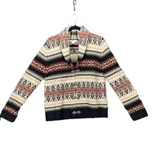 Susan Bristol Women's 100% Wool Western Sweater Jacket Sz L Shawl Clasp Closure