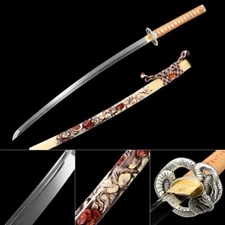 Rose Theme Katana Handmade Extra Sharp Double Bo-Hi Spring Steel