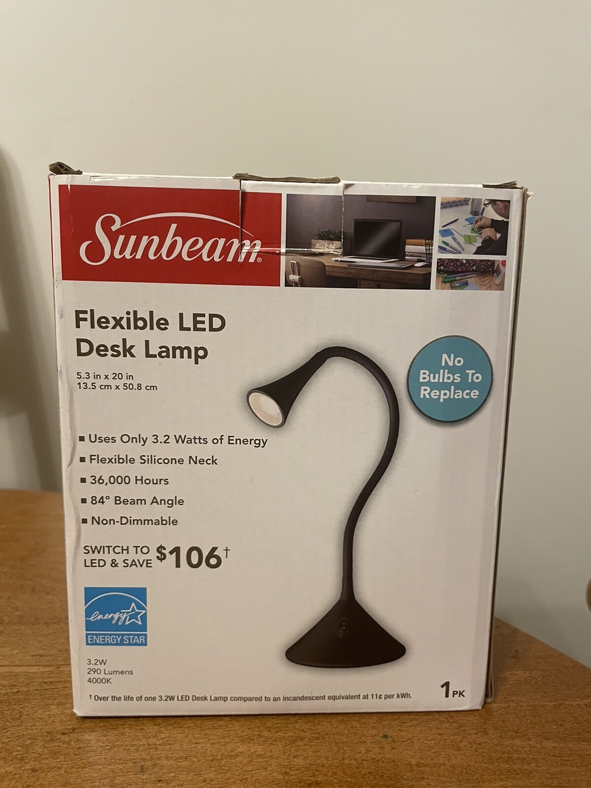 New. Sunbeam flexible led Desk Lamp. Black 3.2W, 290 lumens, 4000K eBay