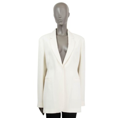 67369 auth VICTORIA BECKHAM ivory acetate CREPE BLAZER Jacket 14