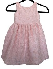 Janie And Jack Dress Girls Size 3 Pink Floral Special Occasion Roses Tulle 159