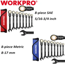 WORKPRO 8PCS SAE/METRIC Ratcheting Combination Wrench Flex-Head Anti-Slip Wrench