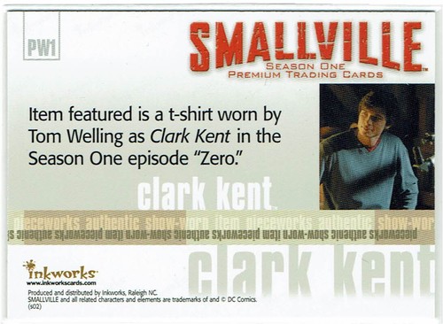 Smallville Season 1 Inkworks 2002 Pieceworks Costume PW1 Tom Welling Clark Kent - Picture 2 of 2