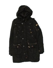 Khujo Womens Hooded Windbreaker Coat Uk 10 Small Black Polyester Bu20