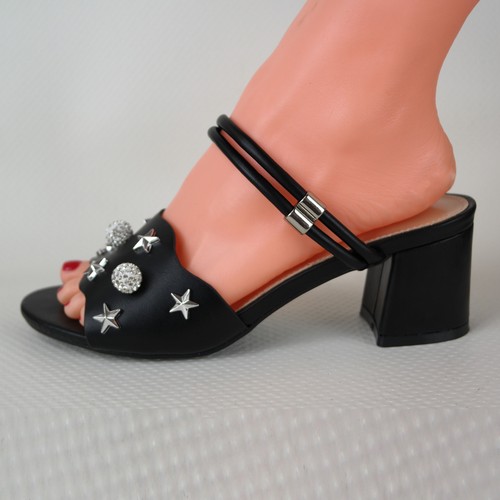 Scarpe da Donna Sandalo con Tacco Basso e Largo neri Gioiello Eleganti  Ciabatta | eBay