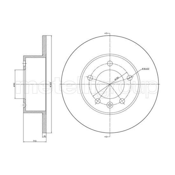 Metelli 2X Bremsscheibe Hinten Ø305Mm Voll FüR Renault Master III Kasten FV 2.3-image